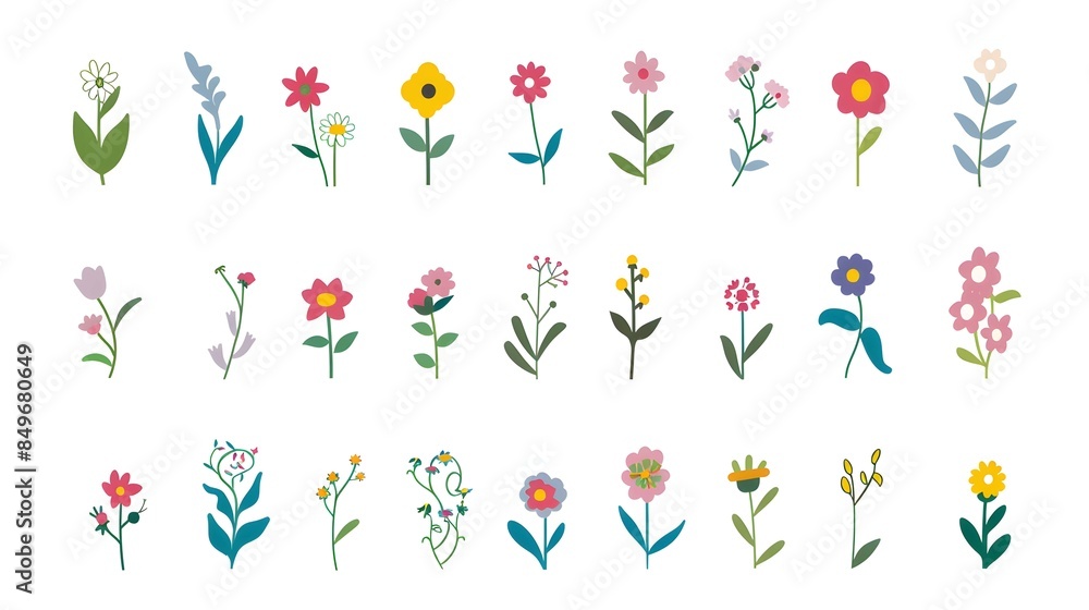 small flowers vector icon set, flowers isolated on white background, flowers in simple style small flowers vector icon set, flowers isolated on white background, flowers in simple style