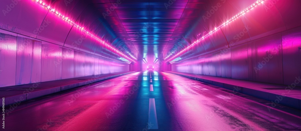 custom made wallpaper toronto digitalViolet lights in a concrete tunnel