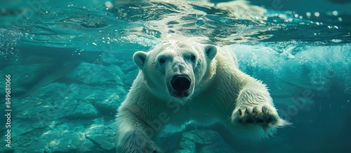 Polar bear swimming underwater © FryArt