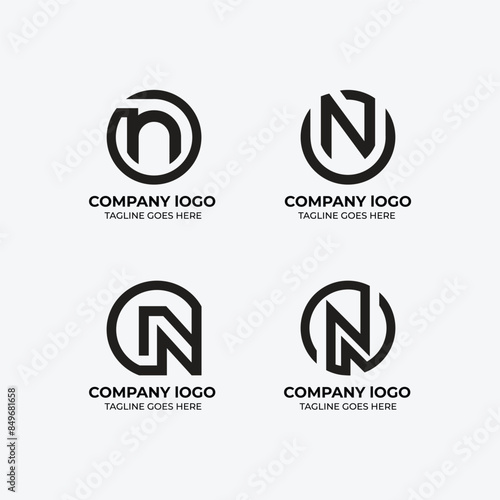 N logo set flat design