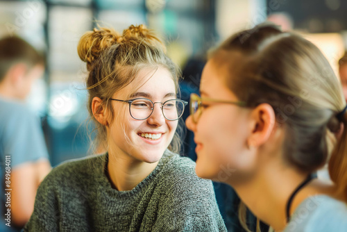 Wallpaper Mural Two teenagers participating in a workshop on effective communication. Torontodigital.ca