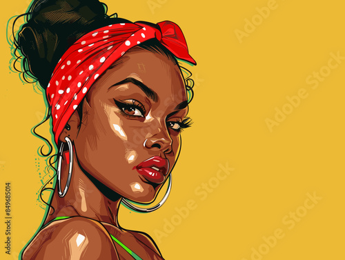 beautiful black woman vector illustration pop art retro comic style