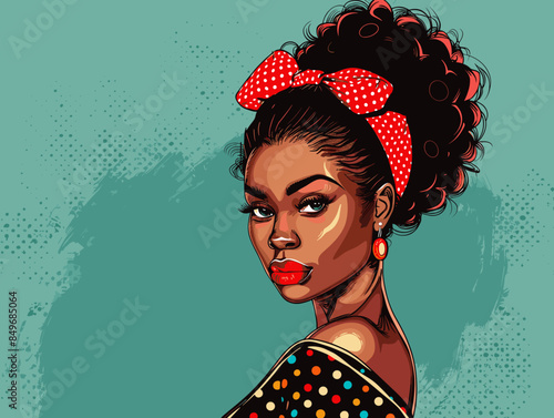 beautiful black woman vector illustration pop art retro comic style