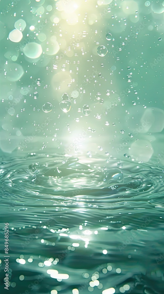 Abstract pastel seafoam background with transparent water and subtle water droplets Abstract pastel seafoam background with transparent water and subtle water droplets