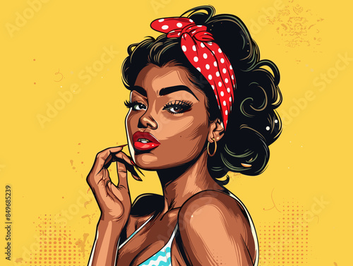 beautiful black woman vector illustration pop art retro comic style