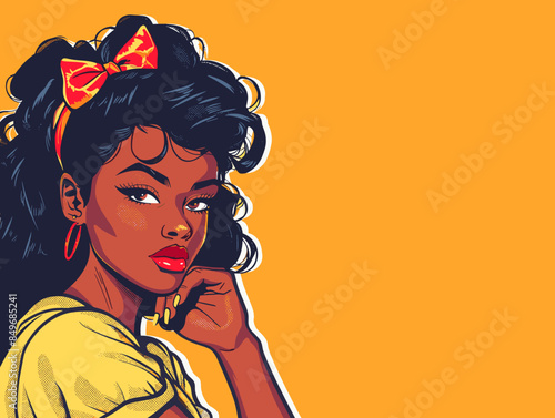 beautiful black woman vector illustration pop art retro comic style