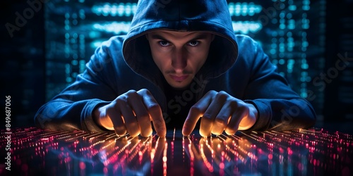 Illustration of a Hacker Trying to Crack a Password Emphasizing the Importance of Strong Passwords. Concept Cybersecurity, Password Protection, Hacking Awareness, Digital Security photo