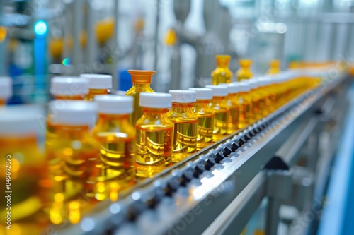 Wallpaper Mural Syrup bottles flowing down a pharmaceutical production line Torontodigital.ca