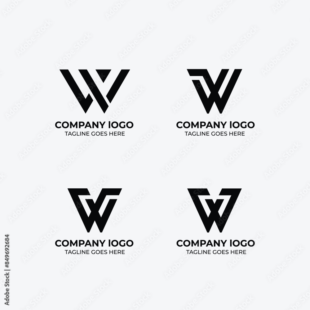 W logo set flat design W logo set flat design