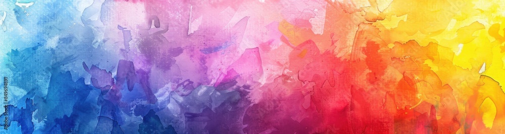 Fototapeta premium Watercolor rainbow color background banner, hand drawn Generative AI