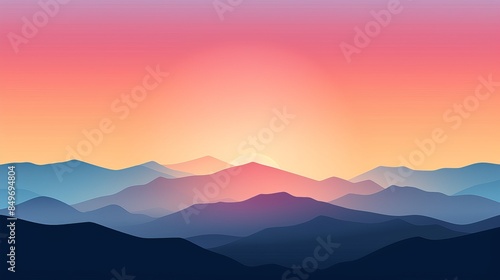 Wallpaper Mural Serene mountain landscape at sunset with gradient sky. Perfect stock photo for nature, tranquility, and travel content. Torontodigital.ca