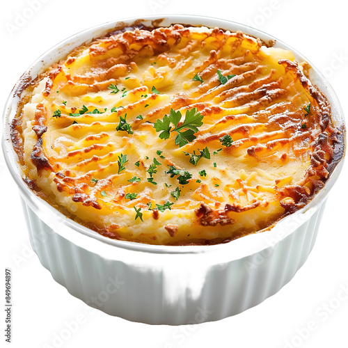 Browned Shepherds Pie on transparent or white background photo