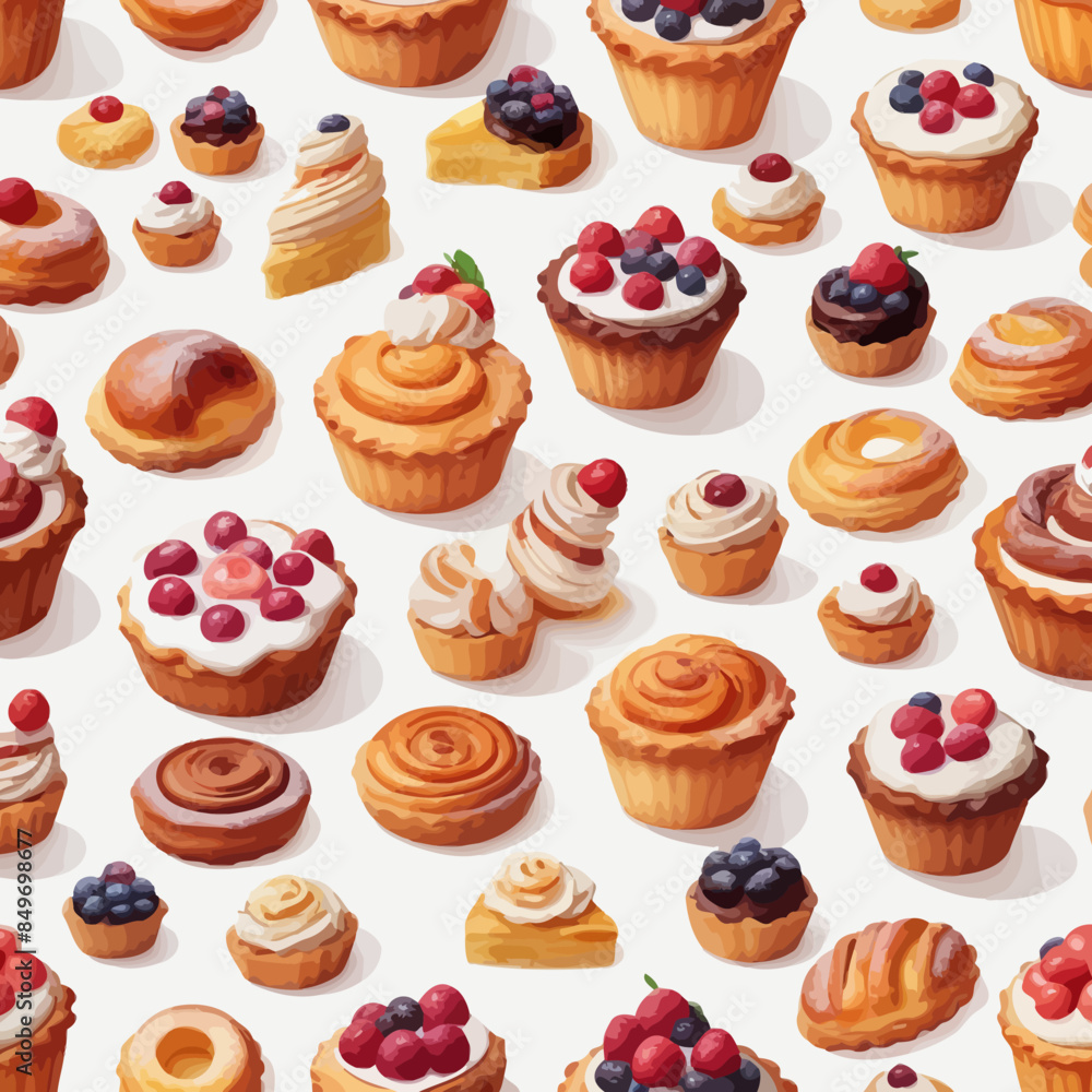 Pastry and Cake Cartoon Design Very Delicious Pastry and Cake Cartoon Design Very Delicious