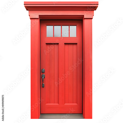 Vintage Red Wooden Door isolated on transparent background. generative ai © Sathaporn