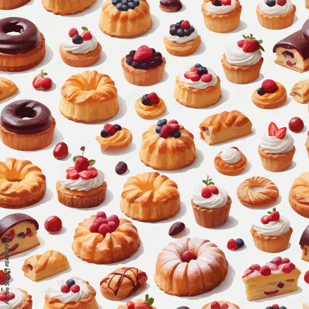 Pastry and Cake Cartoon Design Very Delicious Pastry and Cake Cartoon Design Very Delicious
