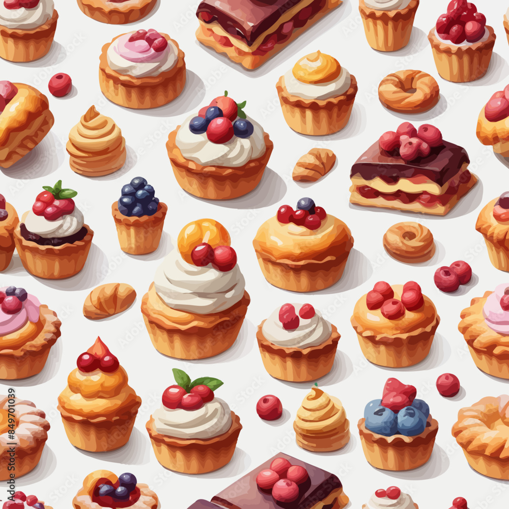 Pastry and Cake Cartoon Design Very Delicious Pastry and Cake Cartoon Design Very Delicious