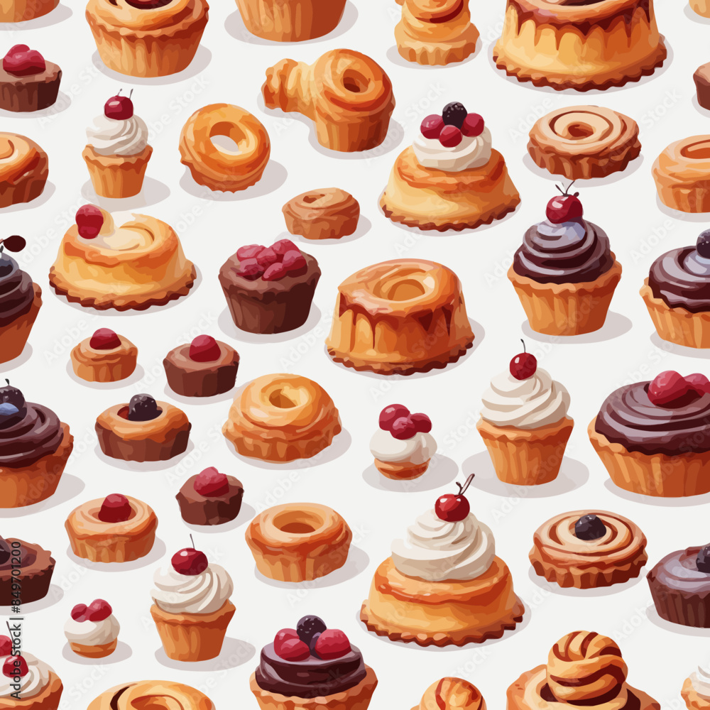 Pastry and Cake Cartoon Design Very Delicious Pastry and Cake Cartoon Design Very Delicious