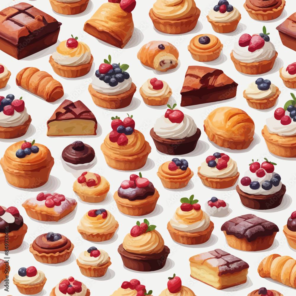 Pastry and Cake Cartoon Design Very Delicious Pastry and Cake Cartoon Design Very Delicious