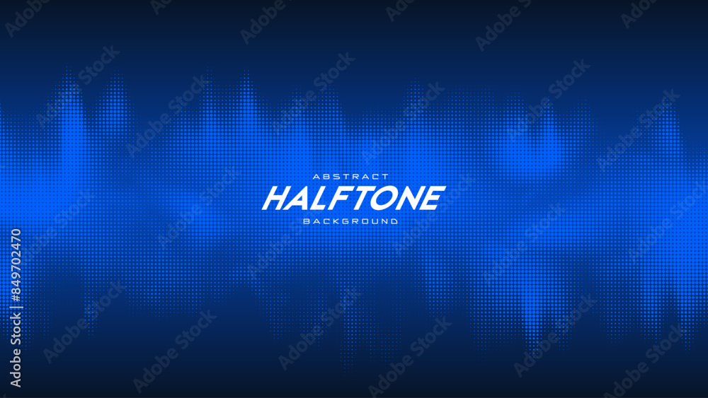 Fototapeta premium Abstract vector torn blue halftone sound wave. Scrathed dotted texture element.