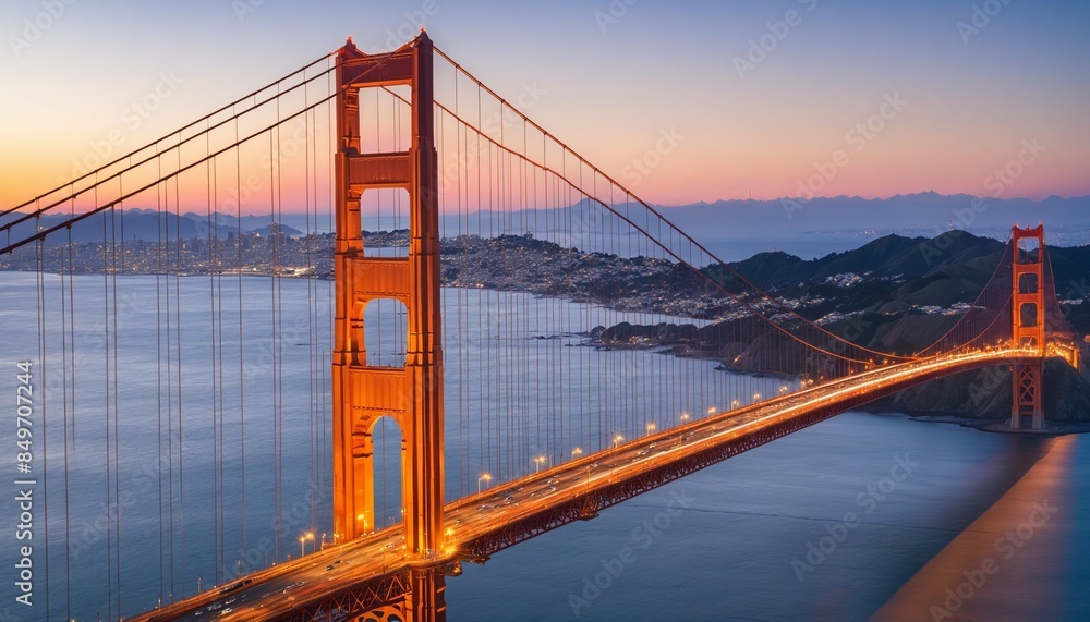 Fototapeta premium golden gate bridge at dusk hour