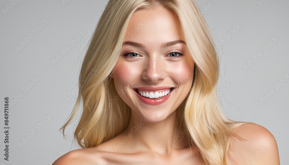 Cheerful blonde girl with big smile Cheerful blonde girl with big smile