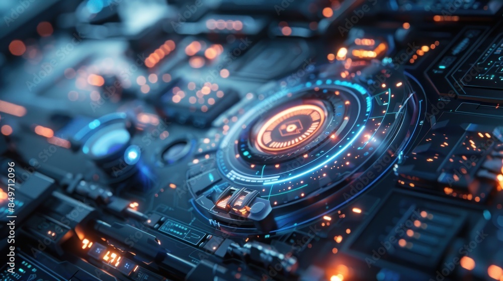 Glowing technology map circle futuristic symbol. Cyber security data protection business technology privacy concept. Glowing technology map circle futuristic symbol. Cyber security data protection business technology privacy concept.