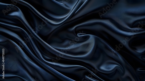 Black luxury fabric background with copy space. 