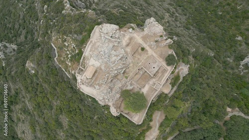 Aerial view of Angelokastro ancient Byzantine castle on the island of Corfu, Greece photo