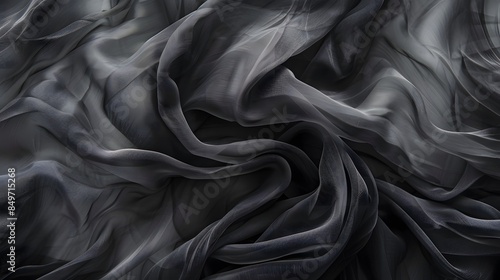 Black luxury fabric background with copy space. 