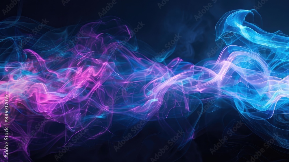 Abstract smoke in blue and pink neon light. Generative ai