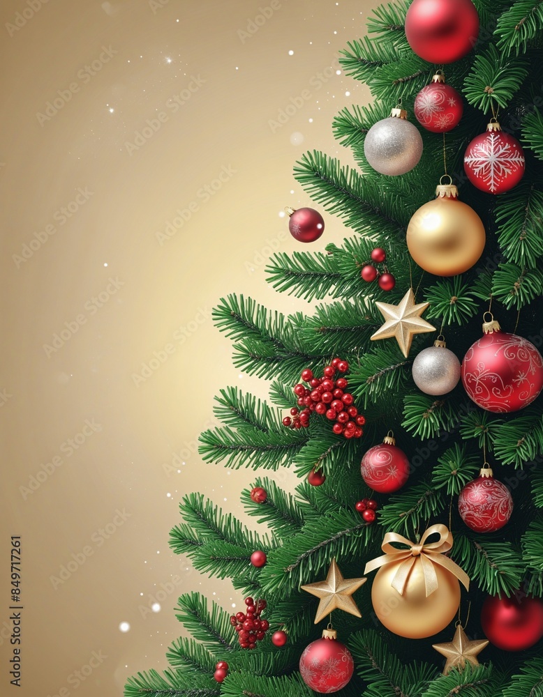 Fototapeta premium Christmas illustration with christmas tree