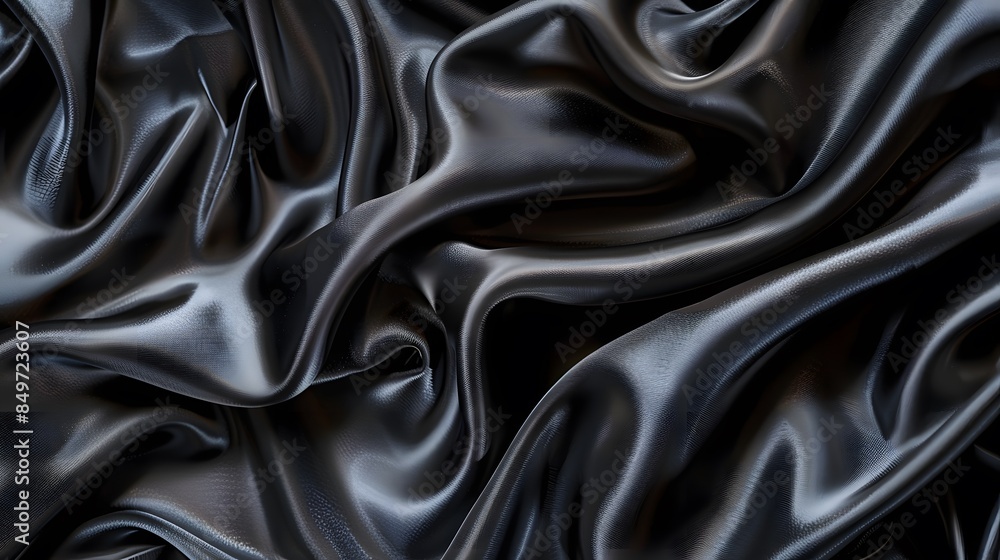 Fototapeta premium Black luxury fabric background with copy space.
