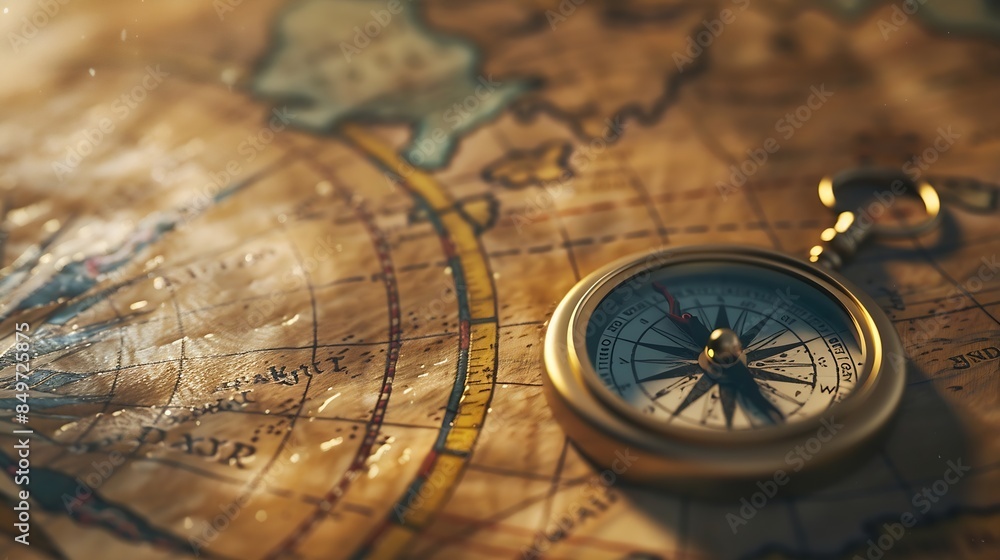 Compass lies on an ancient world map : Generative AI Compass lies on an ancient world map : Generative AI