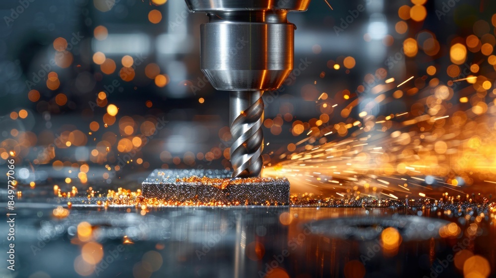 Sparks Flying from Drill Machine in Industrial Setting. Generative ai Sparks Flying from Drill Machine in Industrial Setting. Generative ai
