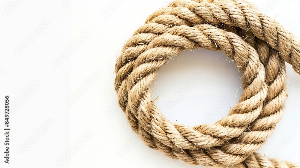Obraz premium Coiled rope knot isolated over a white background : Generative AI