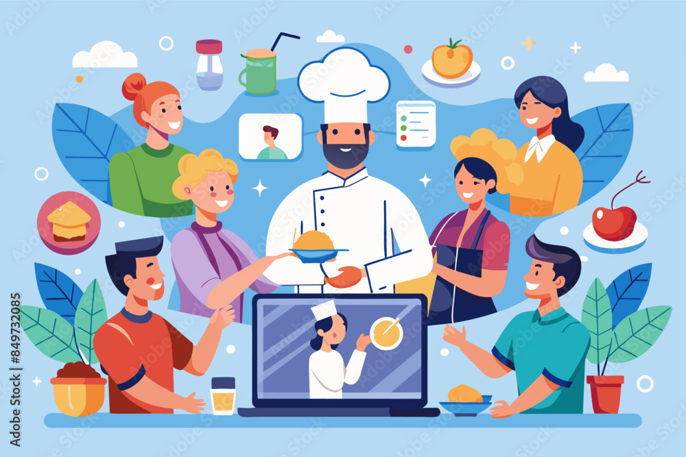 a man is cooking food on a laptop, culinary experience platform connecting food enthusiasts with local chefs for personalized cooking classes a man is cooking food on a laptop, culinary experience platform connecting food enthusiasts with local chefs for personalized cooking classes