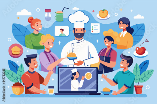 a man is cooking food on a laptop, culinary experience platform connecting food enthusiasts with local chefs for personalized cooking classes