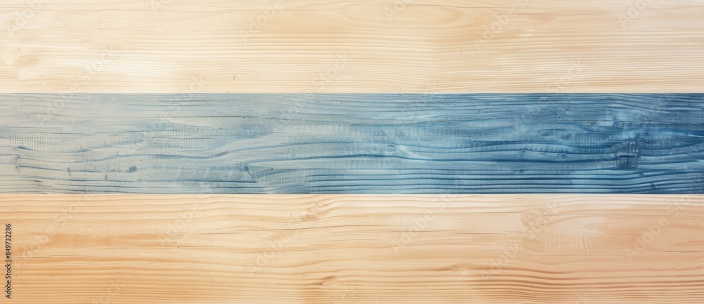 Light wooden surface with a blue stripe creating a minimalist background. Perfect for product presentations, website banners or social media posts Light wooden surface with a blue stripe creating a minimalist background. Perfect for product presentations, website banners or social media posts