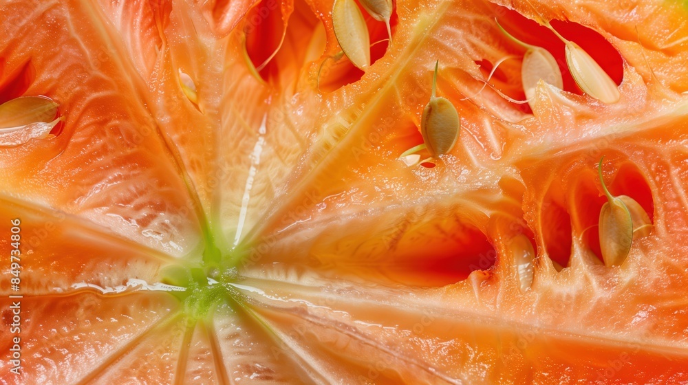 Melon slice macro cut close-up. Fresh melon texture surface for wallpaper banner background with copyspace Melon slice macro cut close-up. Fresh melon texture surface for wallpaper banner background with copyspace