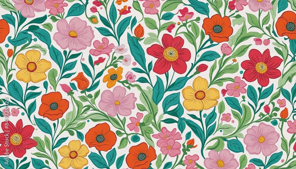 Set of colorful retro flower cartoon pattern Set of colorful retro flower cartoon pattern