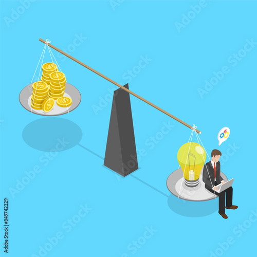 3D Isometric Flat Vector Illustration of Cost and Expences, Financial Planning
