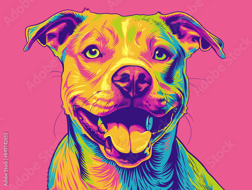 Portrait of a pit bull terrier dog. Vector illustration.
