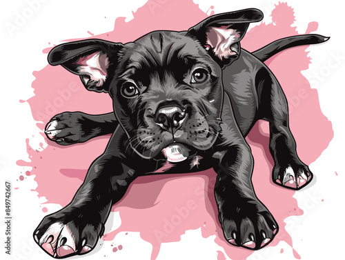 Cute Cane Corso Puppy. Vector Illustration.