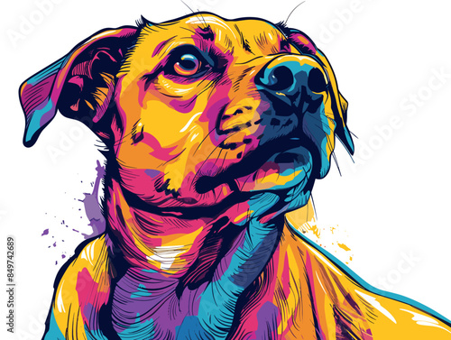 Colorful portrait of a dog on a white background. Vector illustration