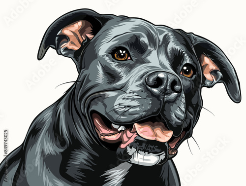Portrait of a dog breed pit bull. Vector illustration