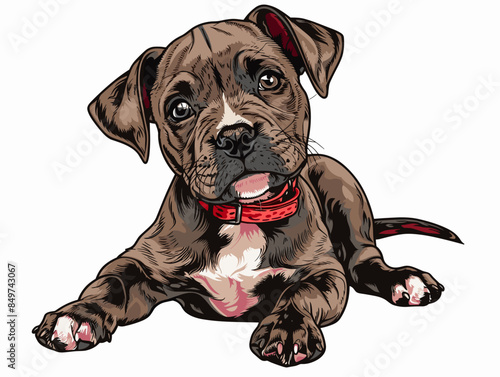 Cute dog breed American Staffordshire Terrier, vector illustration.