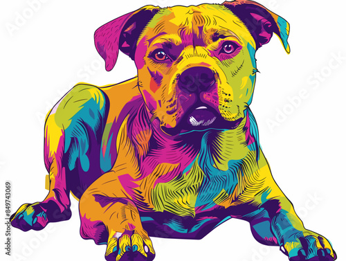 Vector image of a dog breed Staffordshire Terrier on a white background