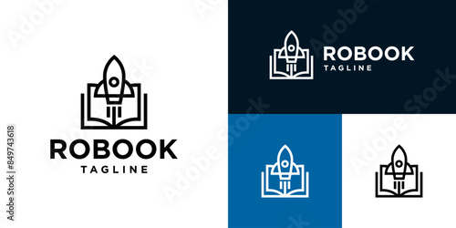 Vector design template of rocket logo combined with book.
School, study, intelligence, smart, speed.
EPS 10 icon symbols.