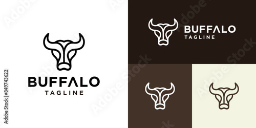 Vector design template of a simple buffalo head logo.
Animals, farms, horns. EPS 10