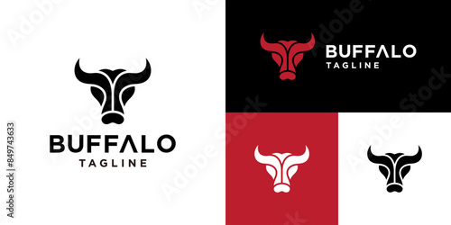Vector design template of a simple buffalo head logo.
Animals, farms, horns. EPS 10